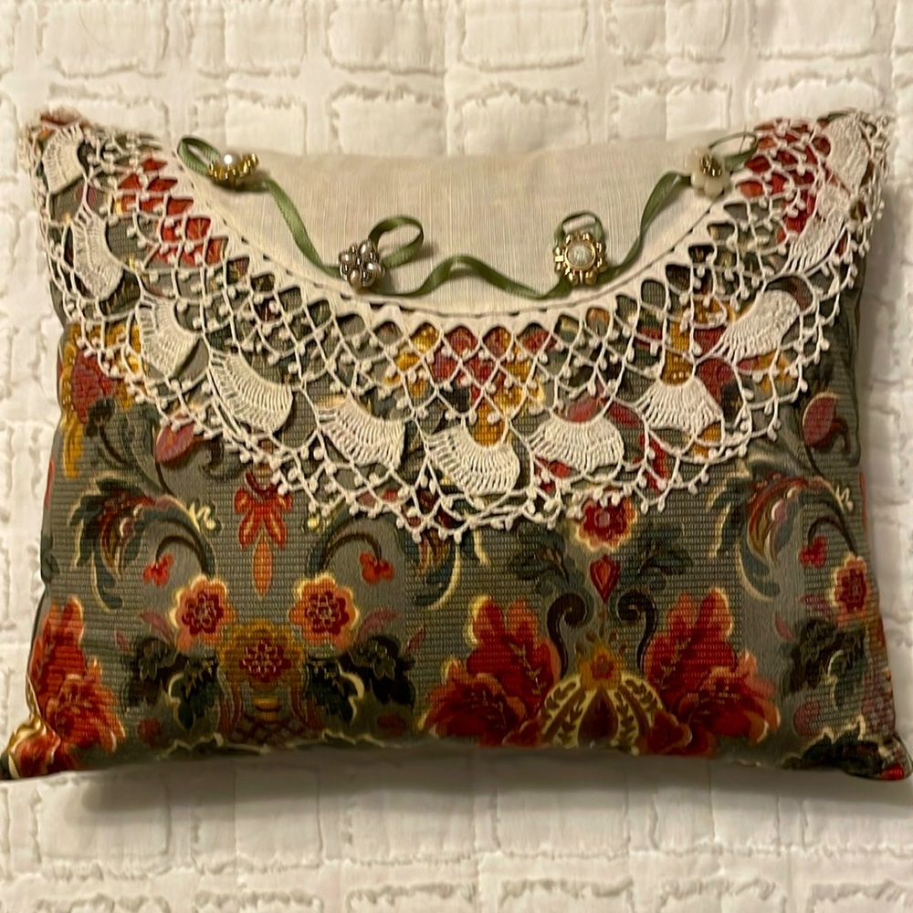 Small handmade pillow with vintage details